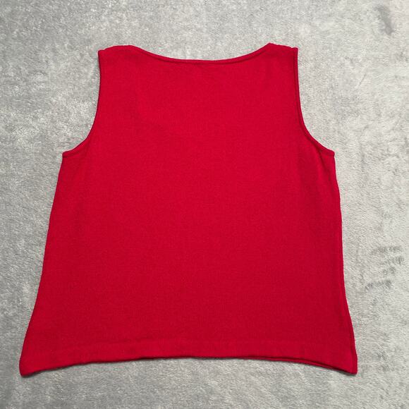 St. John Top Womens Medium Red Santana Knit Shell Tank Quiet Luxury Classic - Picture 2 of 7